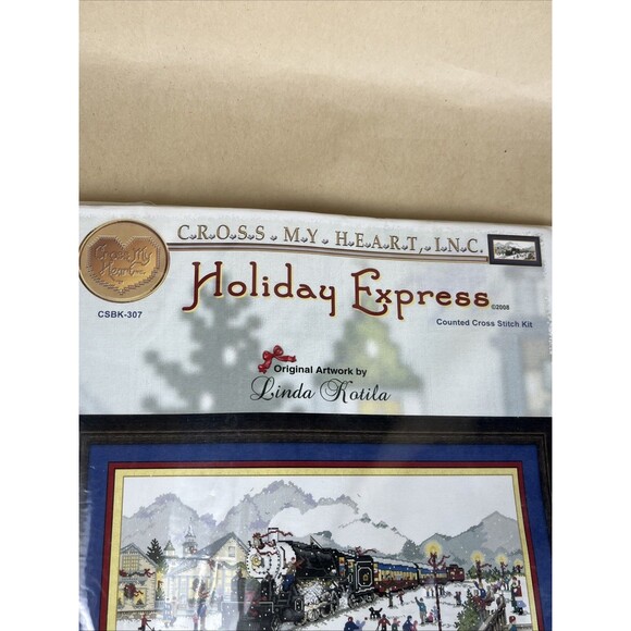 Rare Cross My Heart Holiday Express Christmas Train Counted Cross Stitch Kit2008 - Picture 4 of 6